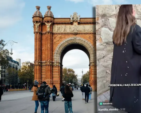 Łuk Triumfalny w Barcelonie i kobieta z plamami na płaszczu. Czy Barcelona jest bezpieczna?