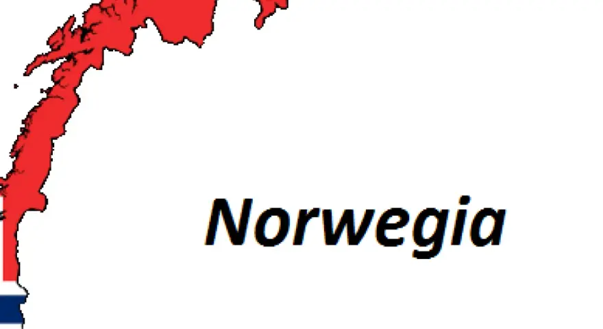 Mapa Norwegii z flagą. Planujesz podróż? Sprawdź, czy do Norwegii potrzebna jest wiza.