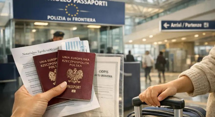 Paszporty i dokumenty gotowe do podróży. Czy do Włoch trzeba paszport? Tak, jeśli nie jesteś obywatelem UE.